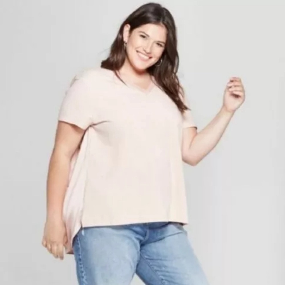 AVA & VIV Blush Women's blouse 4X Pink satin